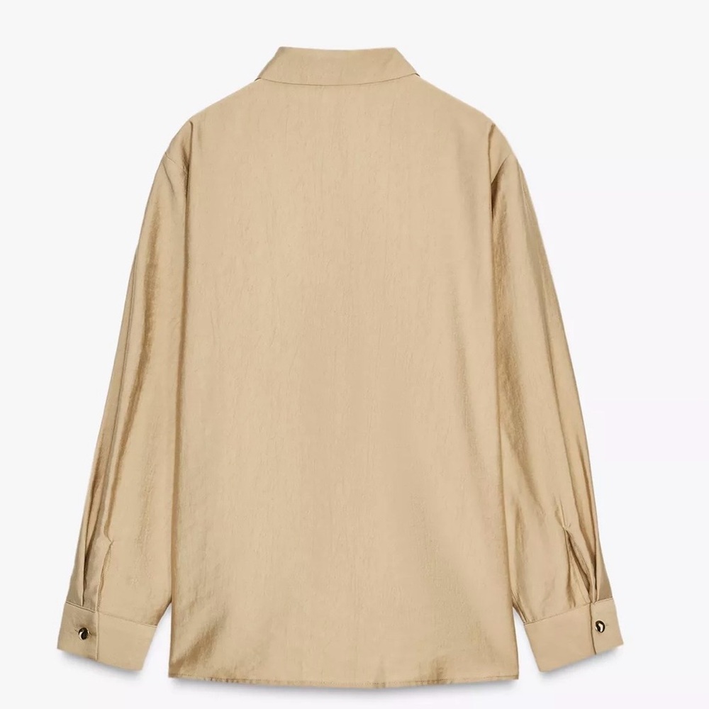 Zara GOLD BUTTON WRAP SHIRT - Picture 8 of 9